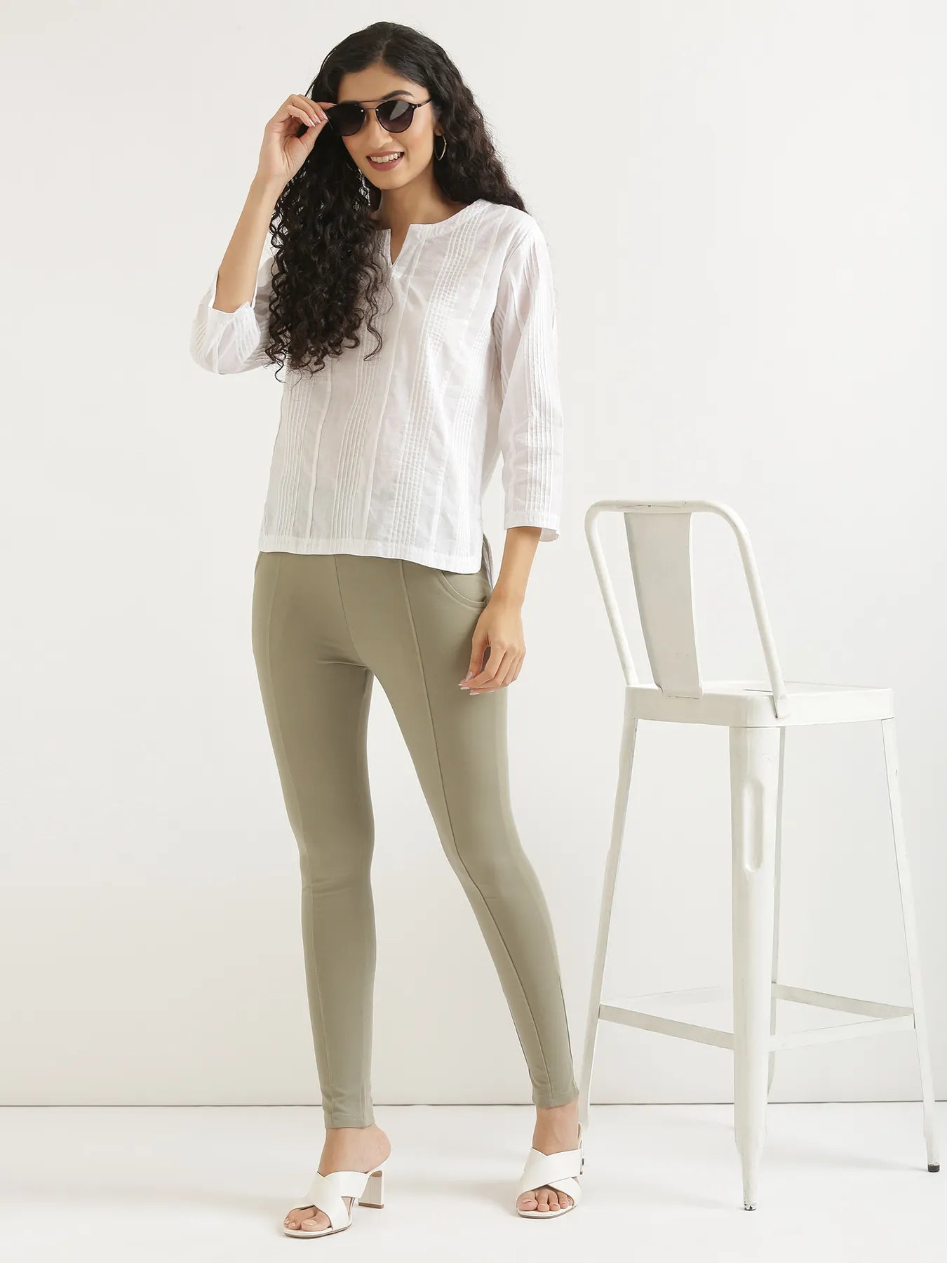Women Mint Green 4-Way Stretchable Pants