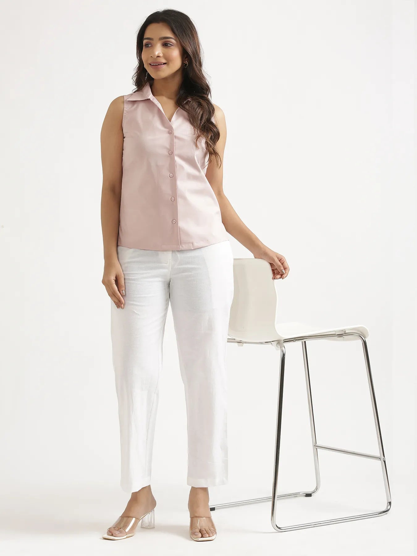 Women Mauve Pink Better Cotton Sleeveless Shirt