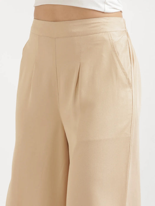 Women Beige Viscose Palazzo Pant