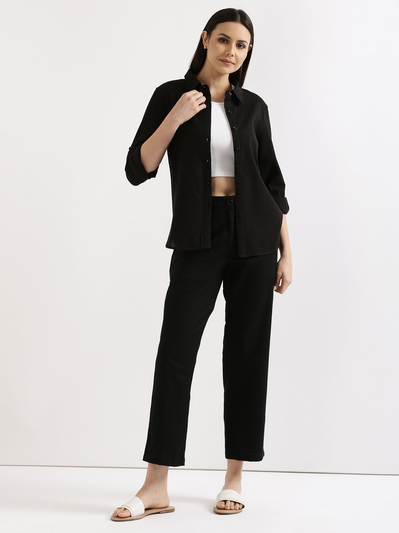 Black Airy Linen Pants