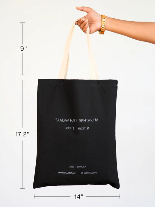 Black Cotton Tote Bag
