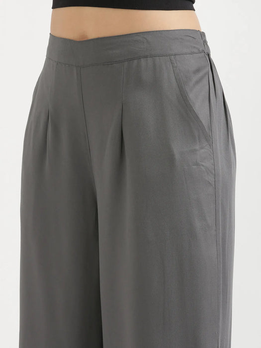 Women Grey Viscose Palazzo Pant