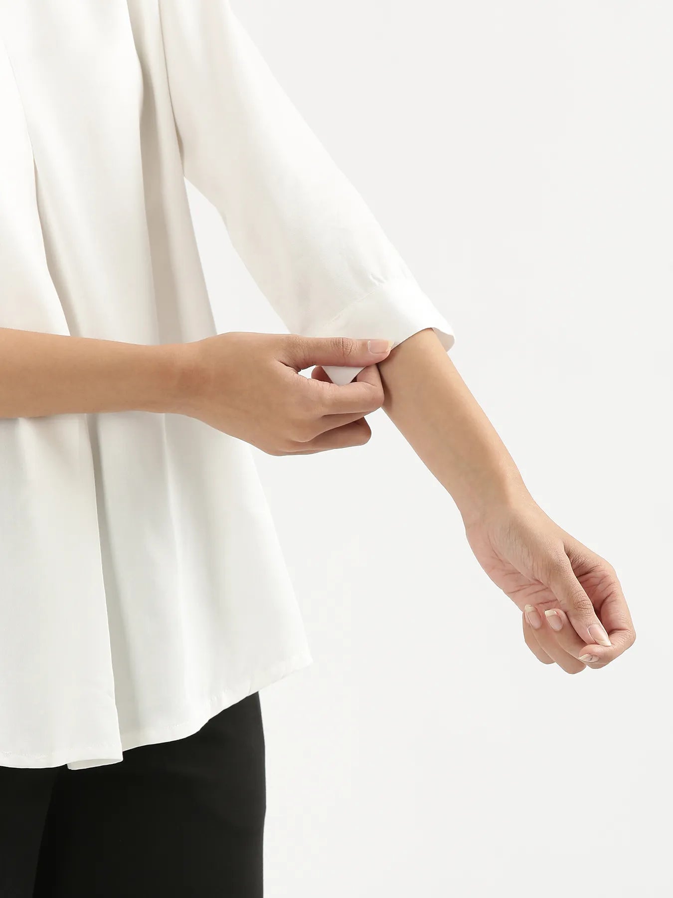 Women White Viscose Pleated Top