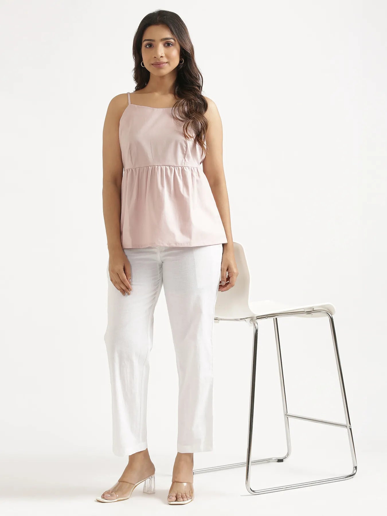 Women Mauve Pink Better Cotton Peplum Top