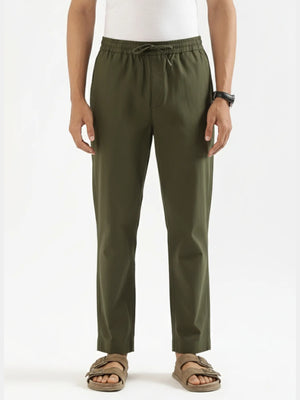 Men Olive Green Cotton Pant