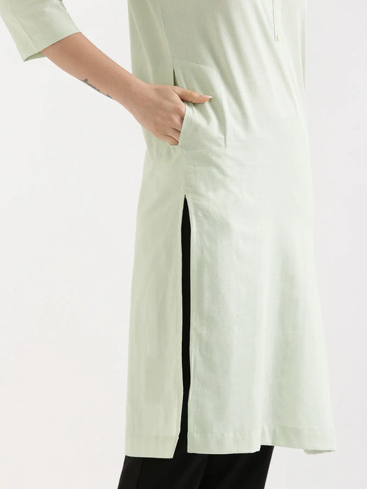 Women Mint Green Airy Linen Long Kurta