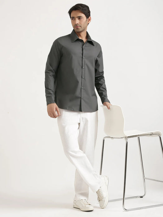 Men Dark Grey Better Cotton Full Sleeve Shirt