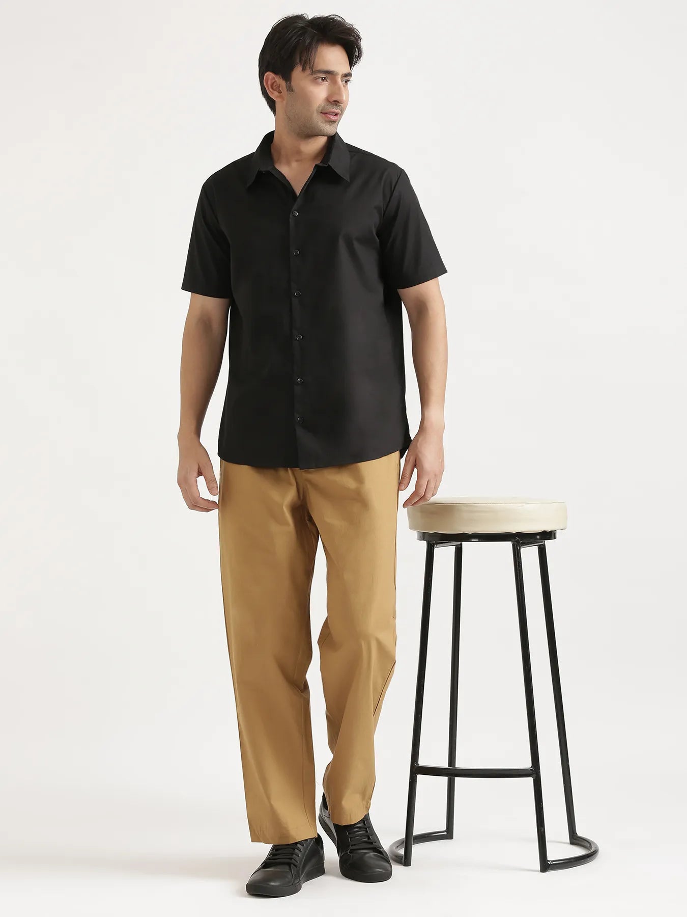 Men Black Better Cotton Short Sleeve Shirt