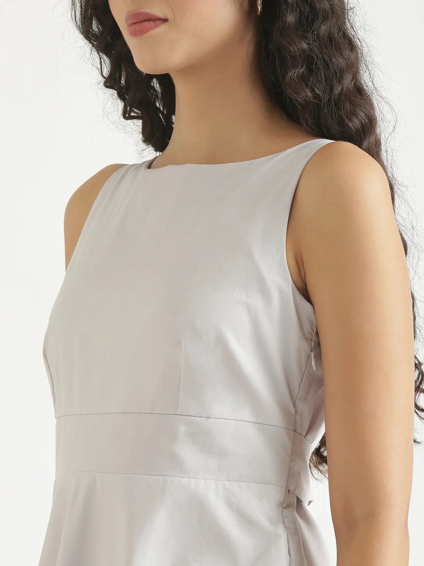Women Grey Better Cotton Flared Dress