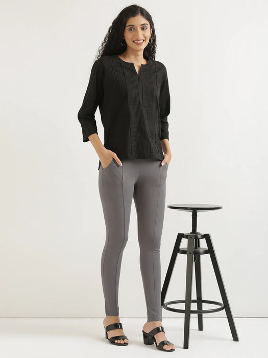 Women Cement Grey 4-Way Stretchable Pants