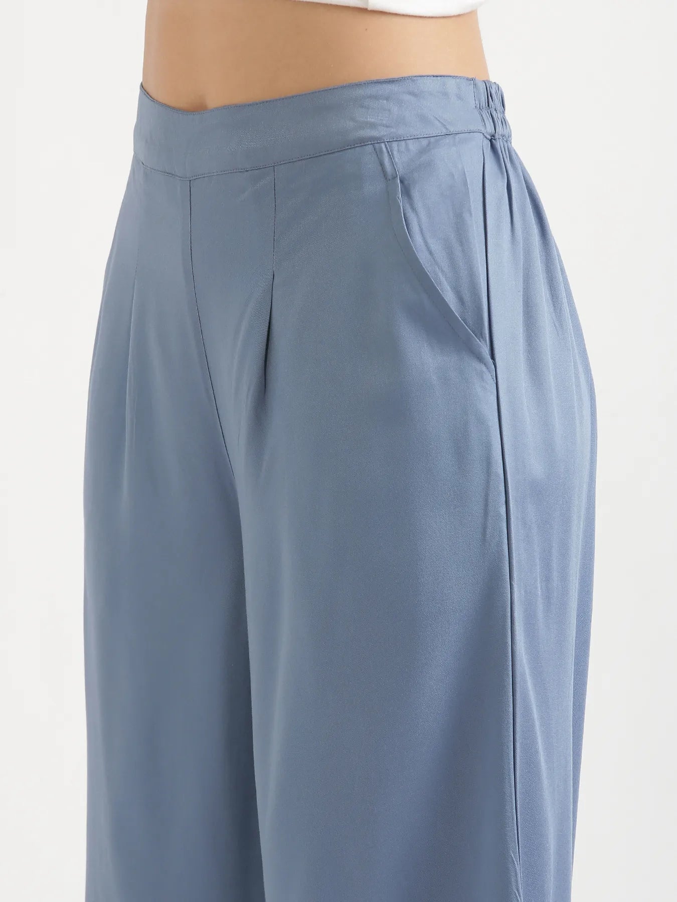 Women English Blue Viscose Palazzo Pant
