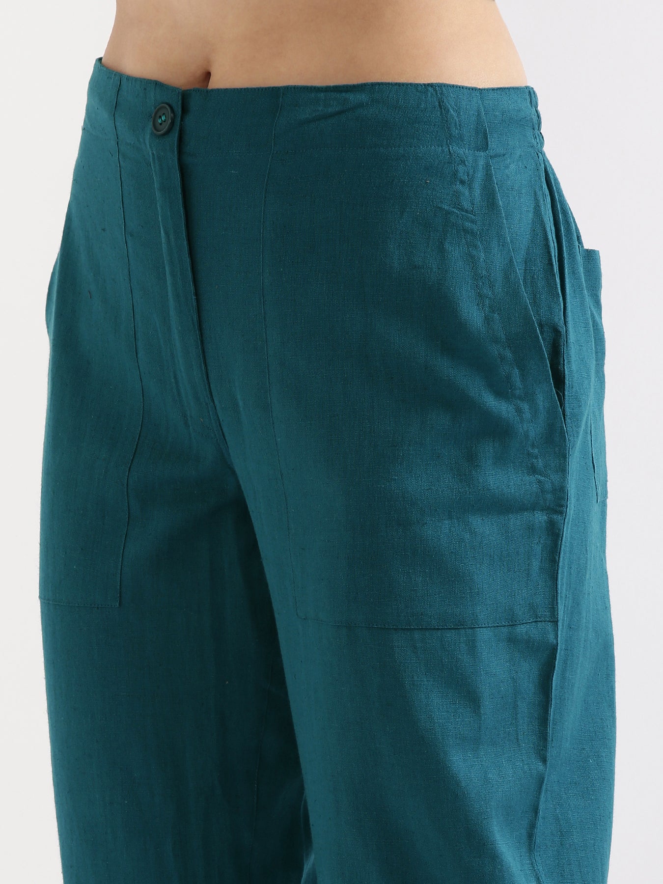 Turquoise Airy Linen Pants