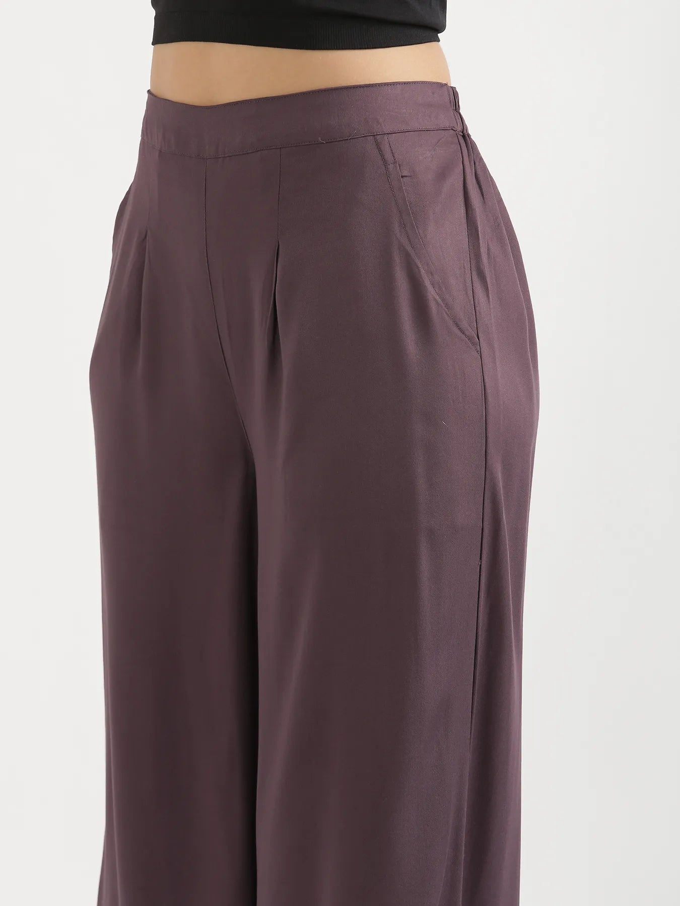 Women Brinjal Viscose Palazzo Pant