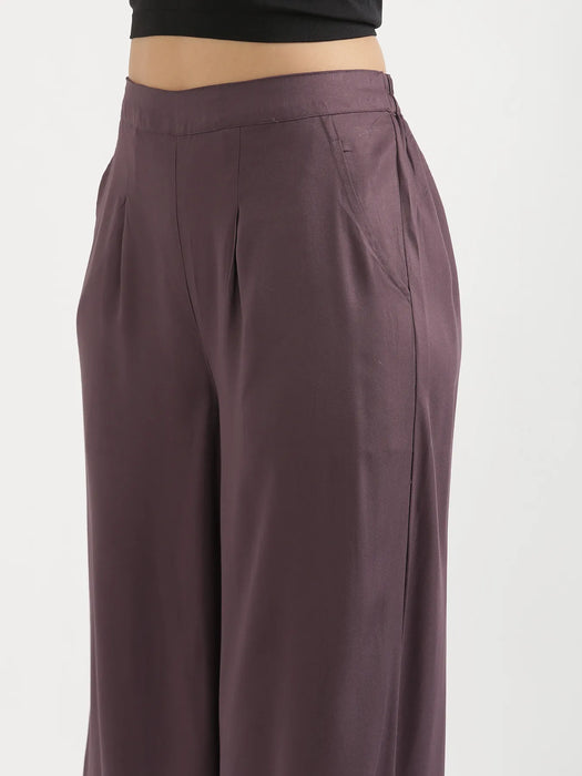Women Brinjal Viscose Palazzo Pant