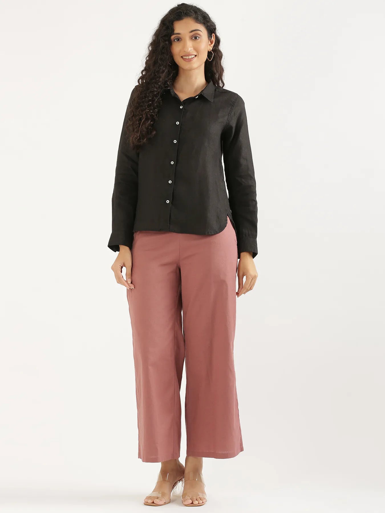 Women Black Pure Linen Shirt