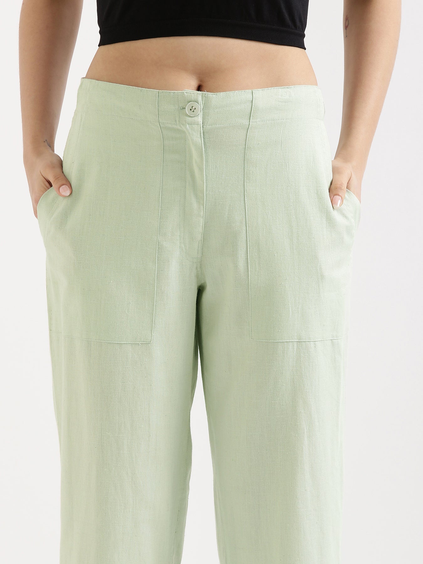 Mint Green Airy Linen Pants