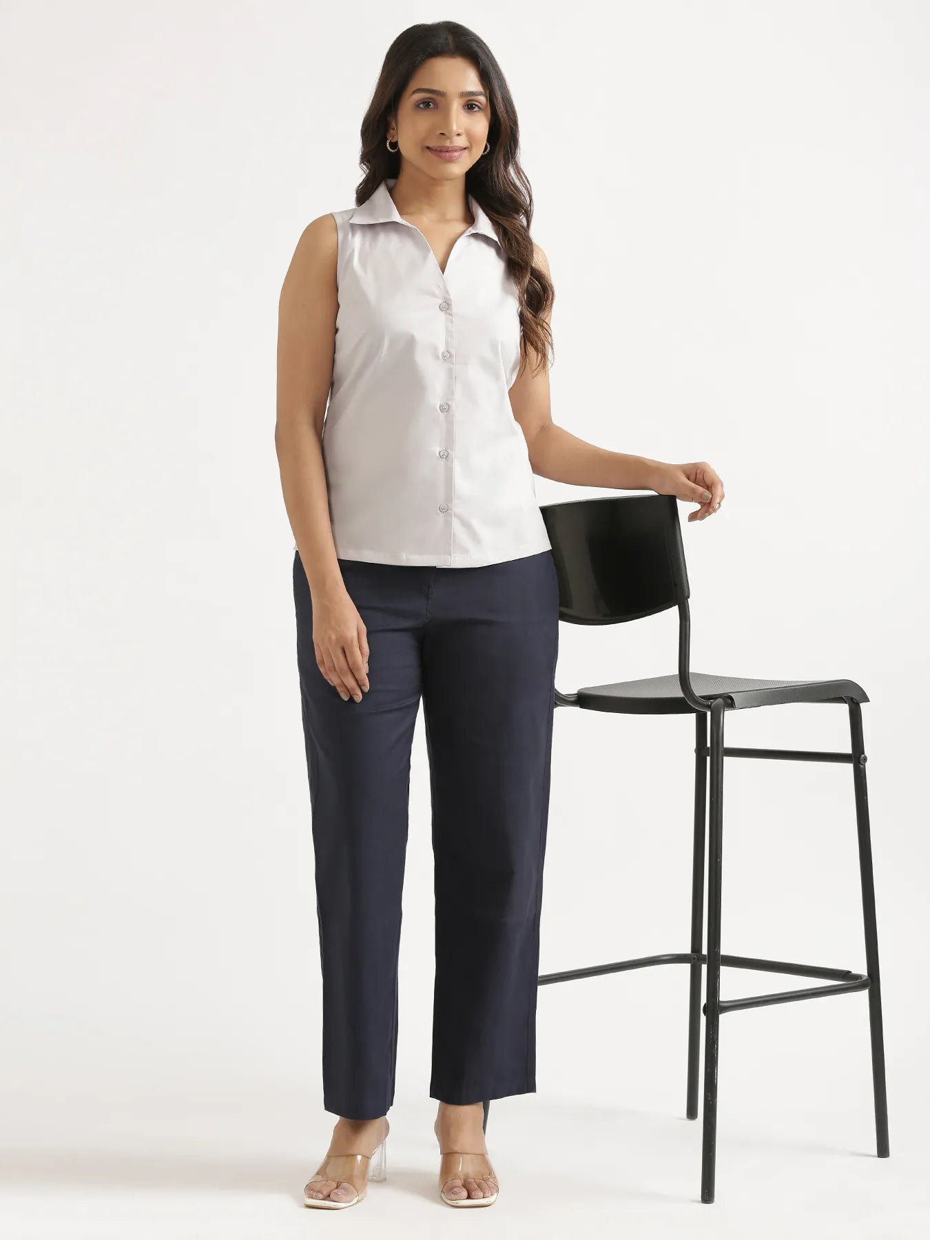 Women Light Grey Better Cotton Sleeveless Shirt