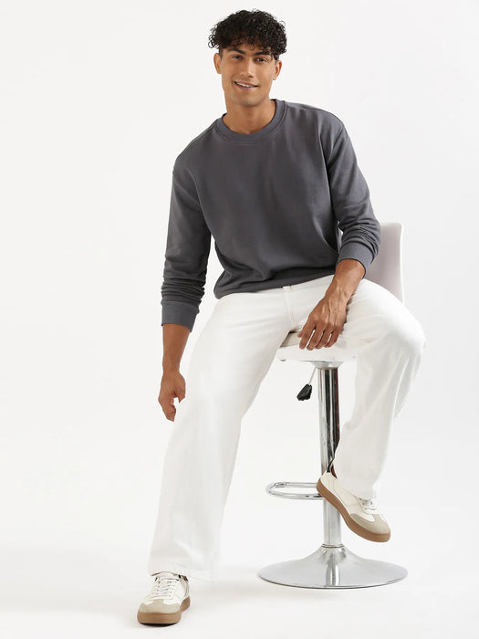 Unisex Grey Round Neck Sweatshirt