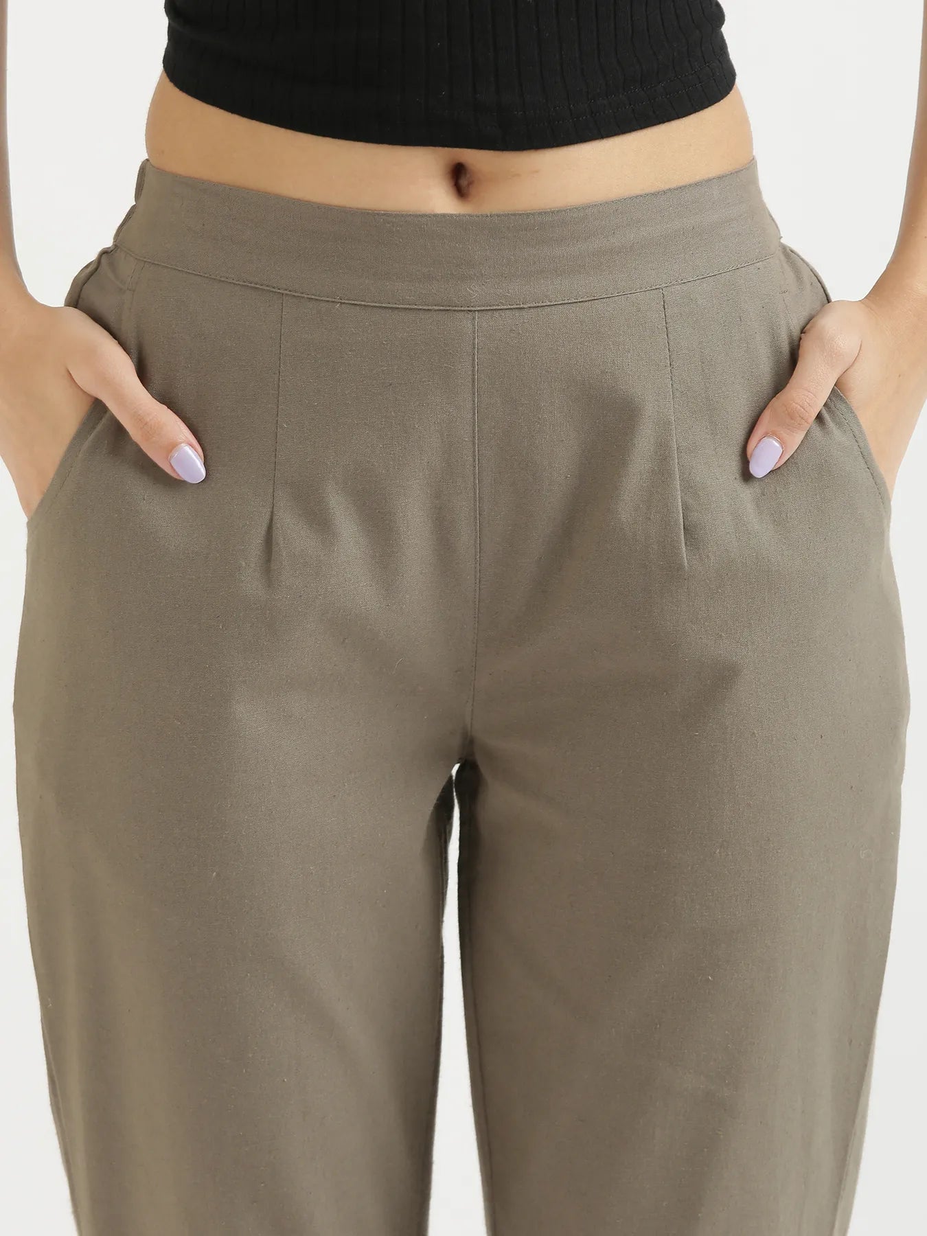 Women Grey Cotton Pant