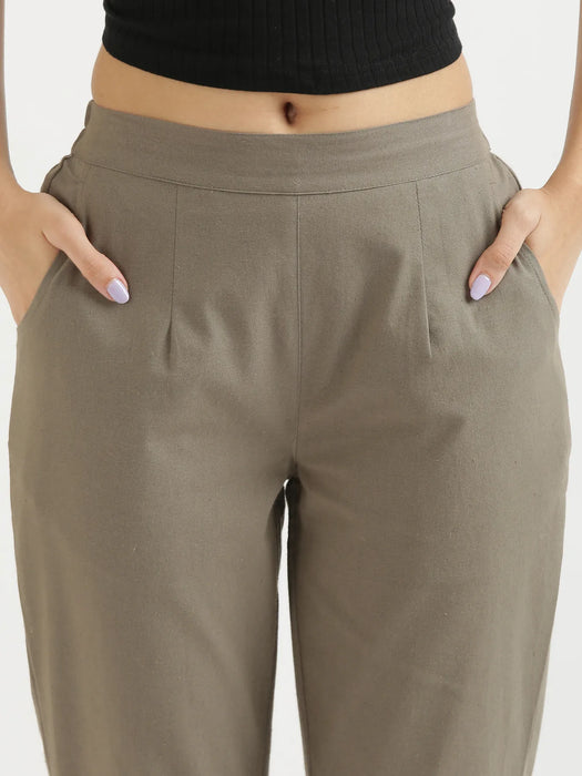 Women Grey Cotton Pant