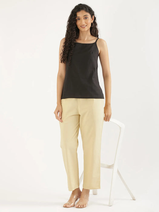 Women Black Cotton Camisole Top