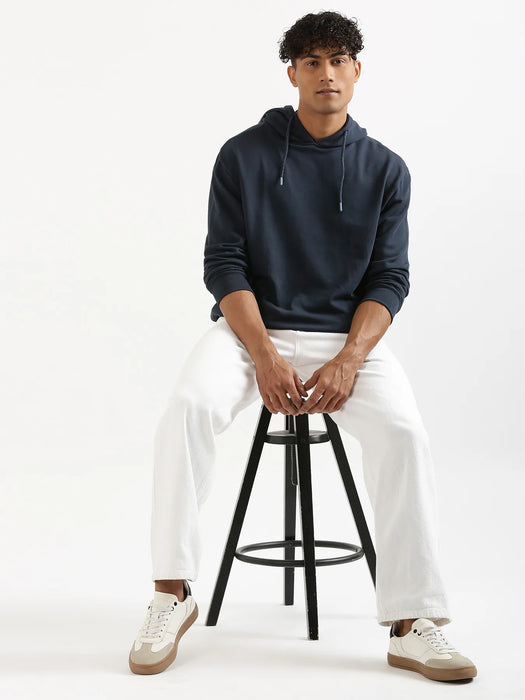 Unisex Navy Blue Pullover Fleece Hoodie