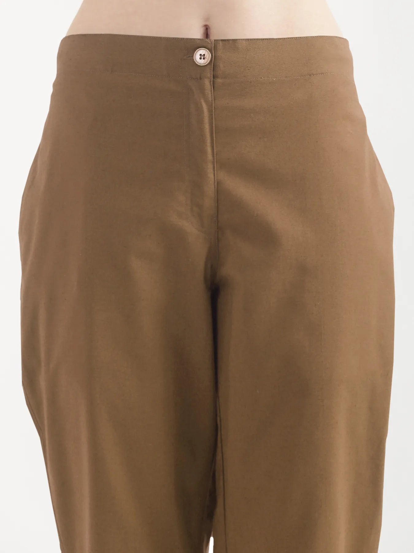 Women Coffee Brown Airy Linen Straight Pants