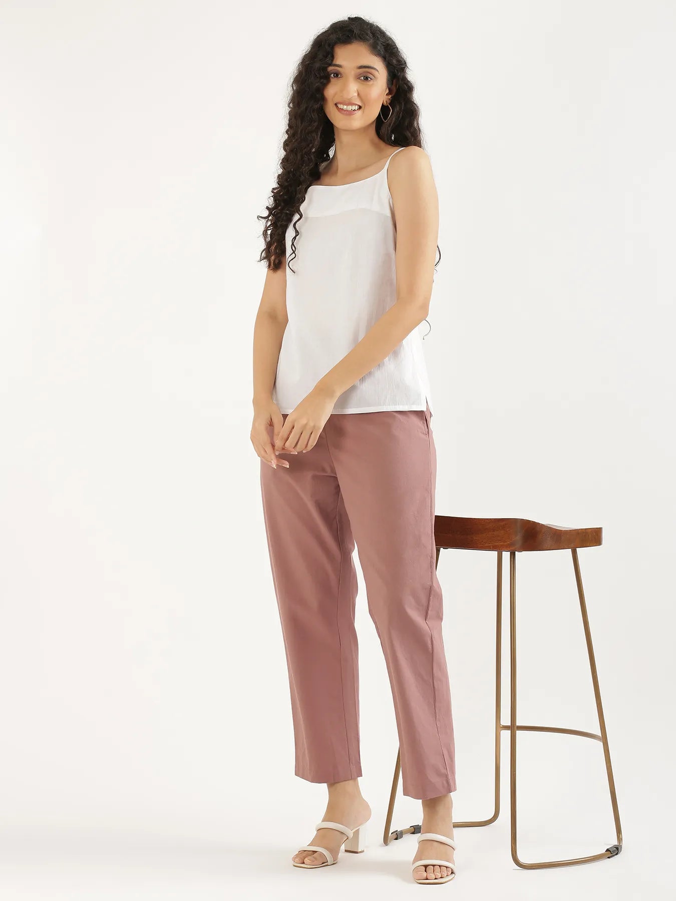 Women White Cotton Camisole Top