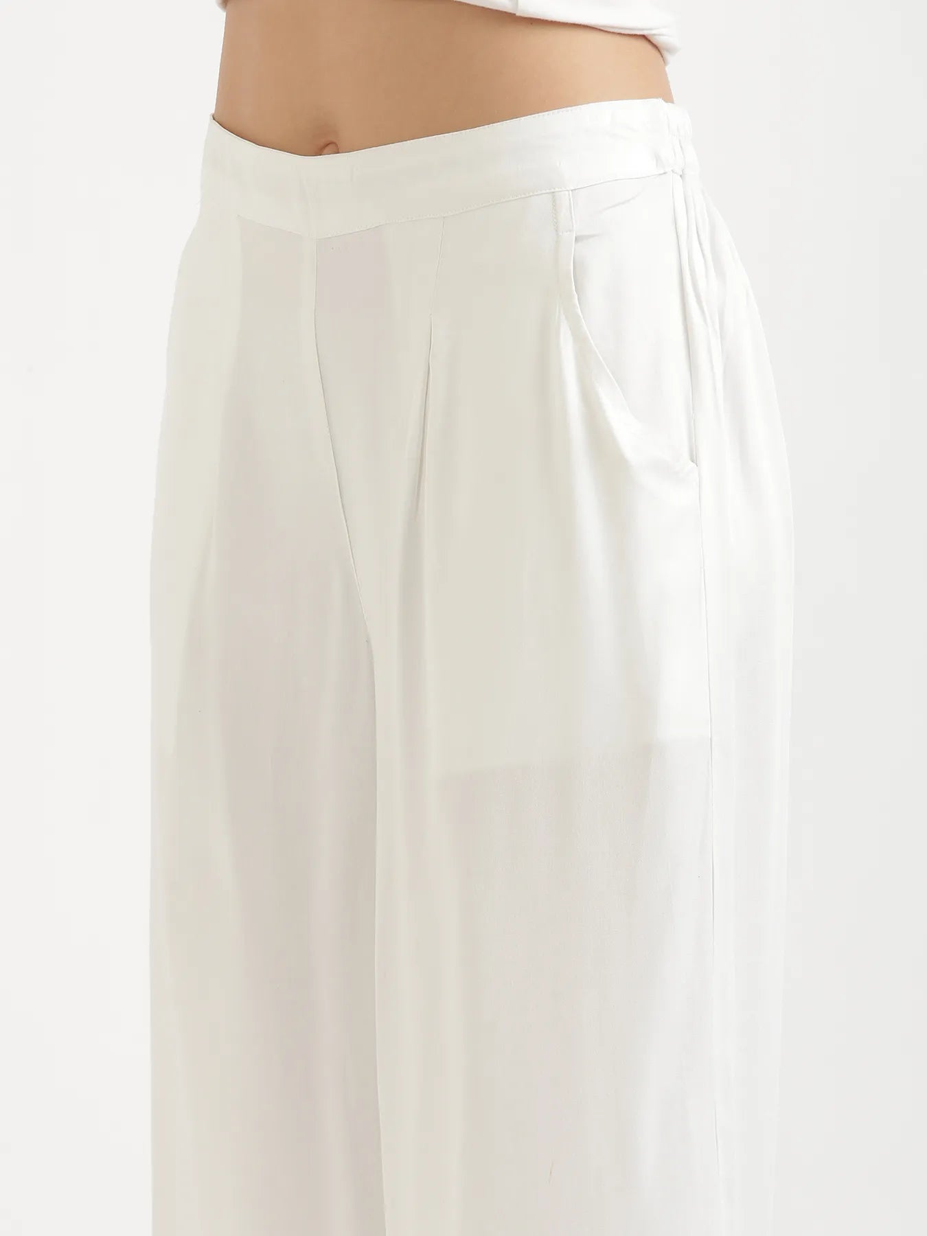 Women White Viscose Palazzo Pant