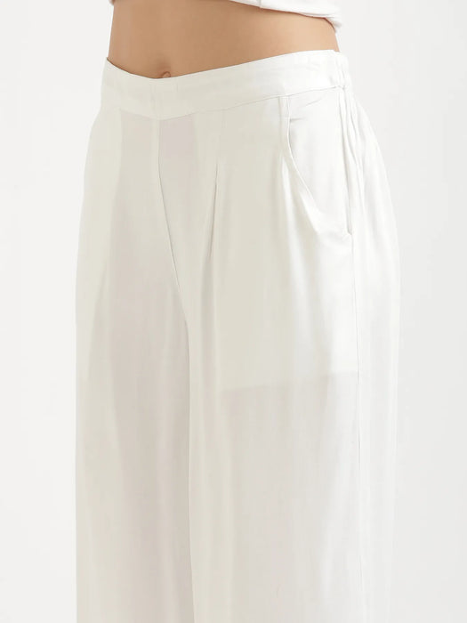 Women White Viscose Palazzo Pant