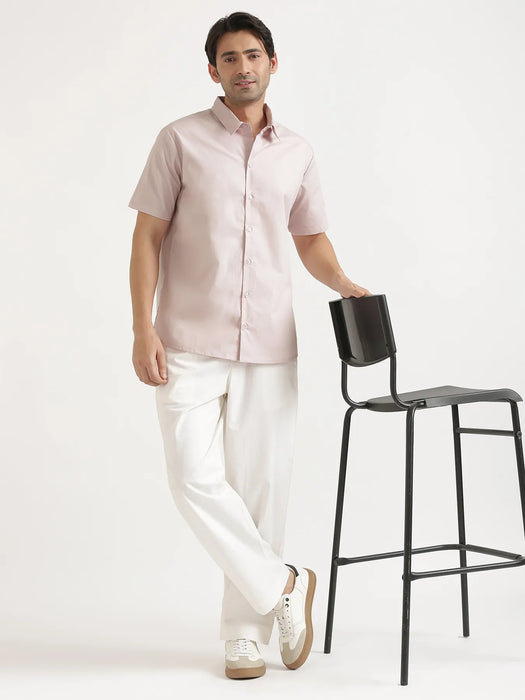 Men Mauve Pink Better Cotton Short Sleeve Shirt