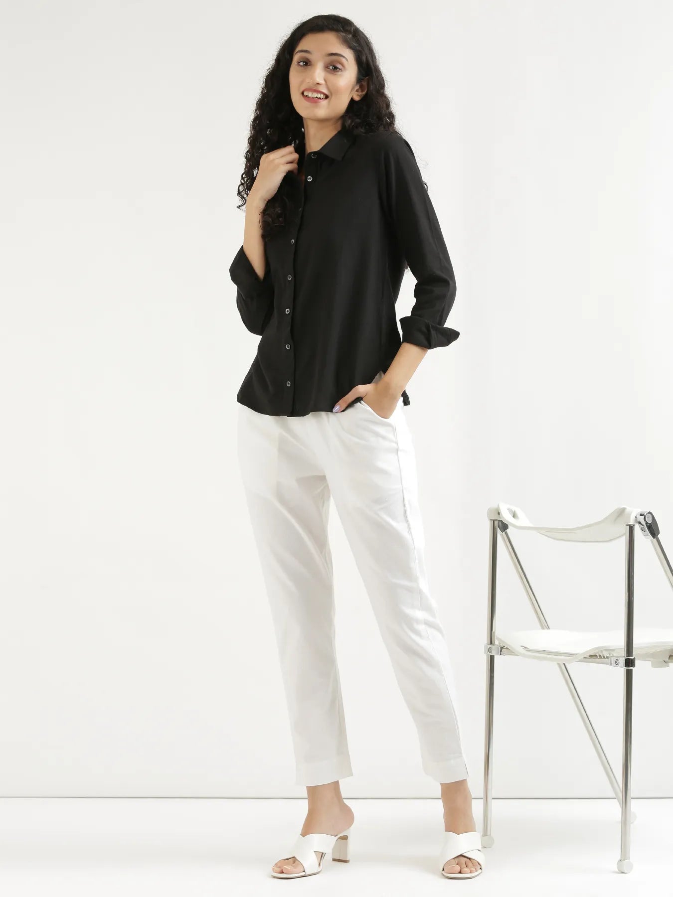 Women White Cotton Pant