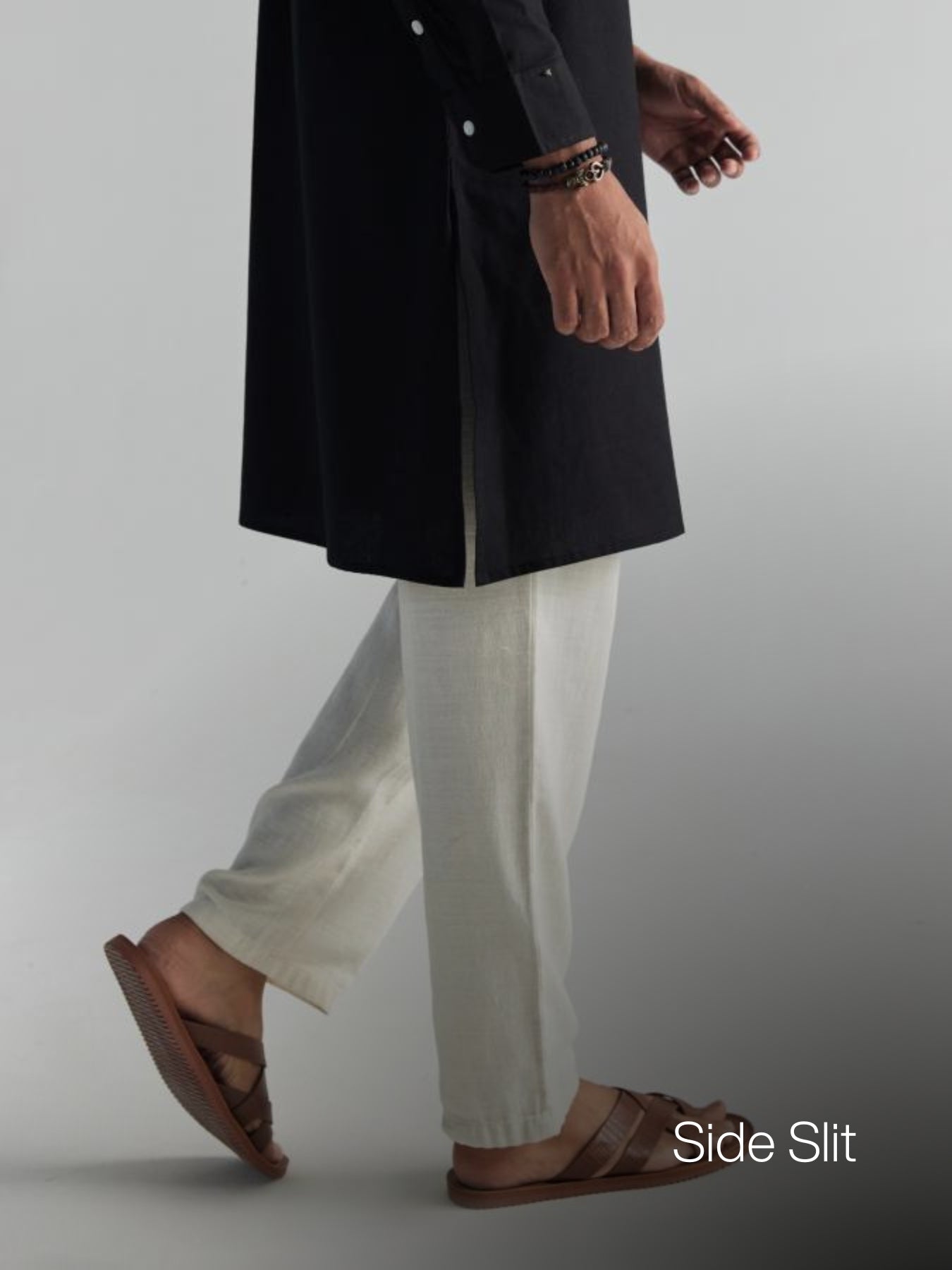 Black Airy Linen Long Kurta