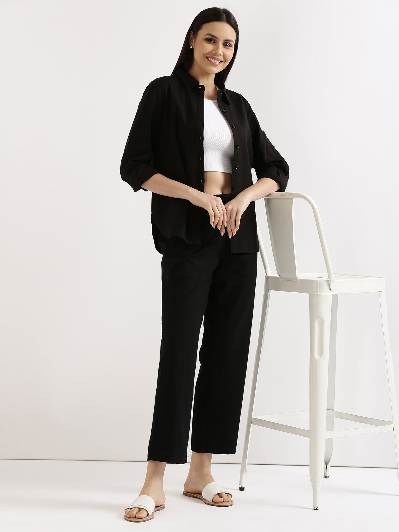 Black Airy Linen Pants