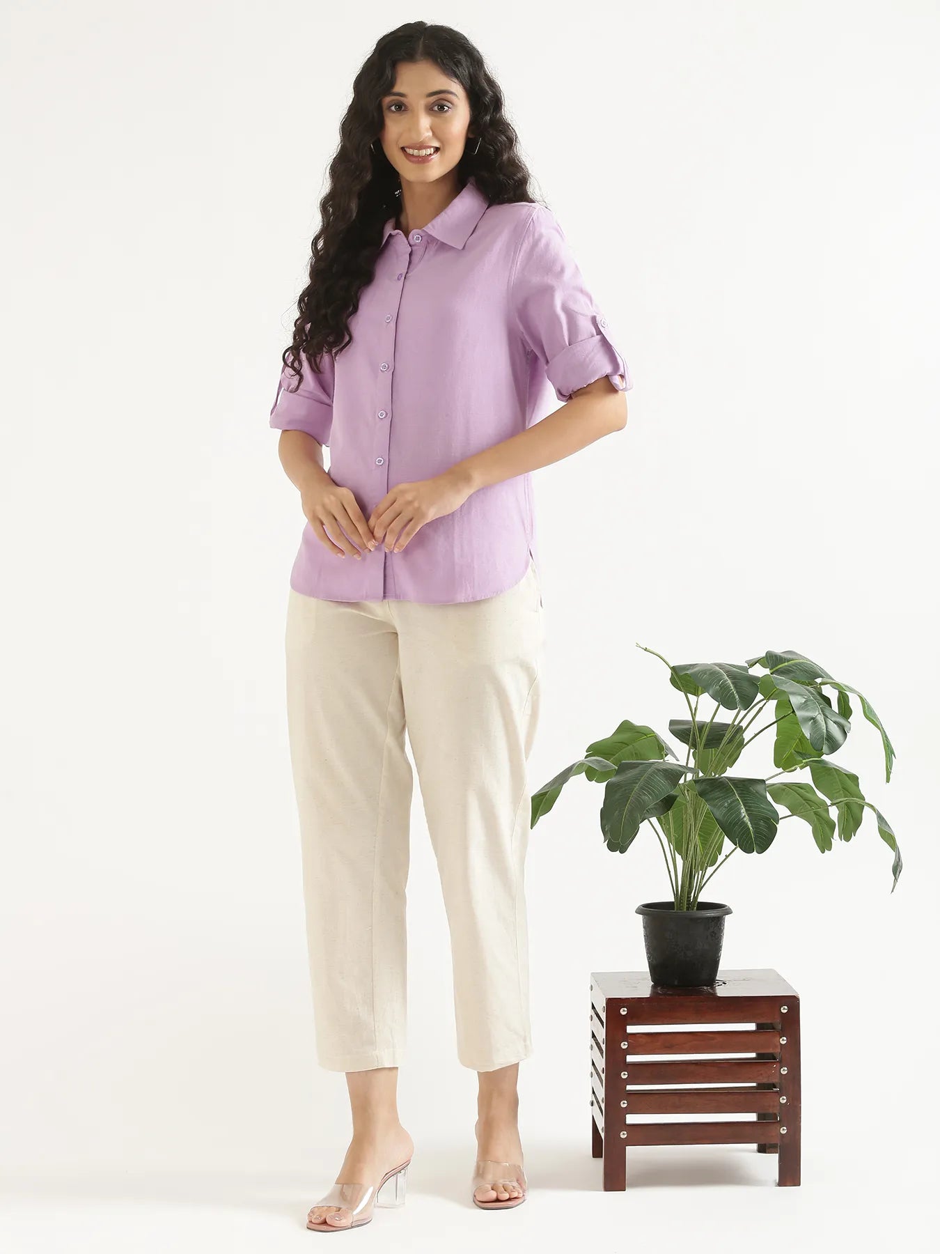 Women Lilac Airy-Linen Shirt