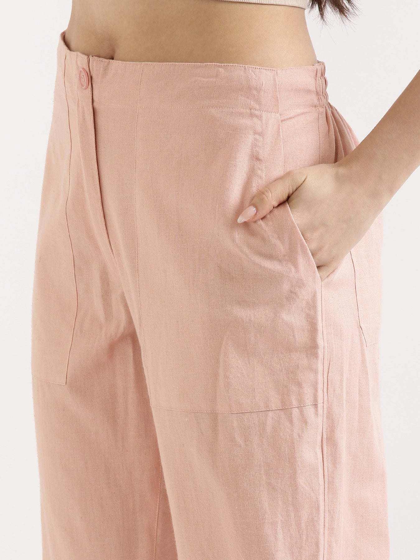 Salmon Pink Airy Linen Pants