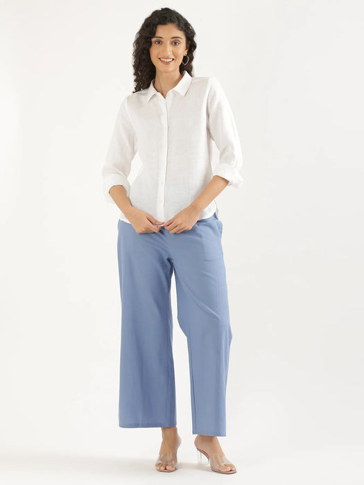 Women White Pure Linen Shirt