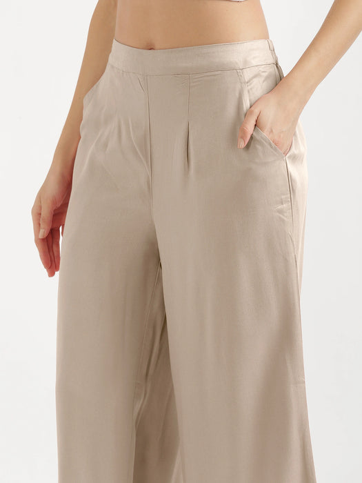 Women Taupe Viscose Palazzo Pant