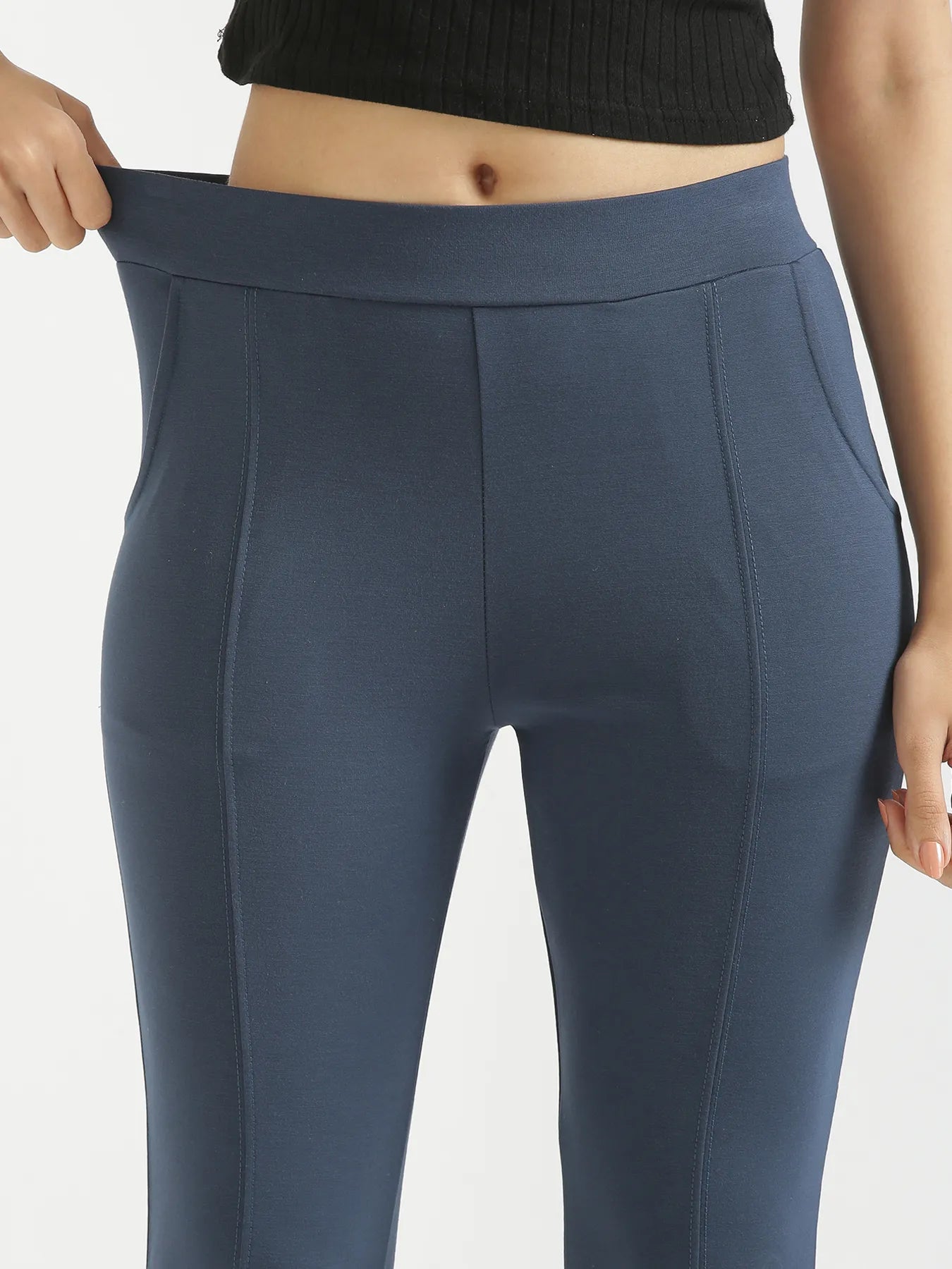 Women Royal Blue 4-Way Stretchable Pants