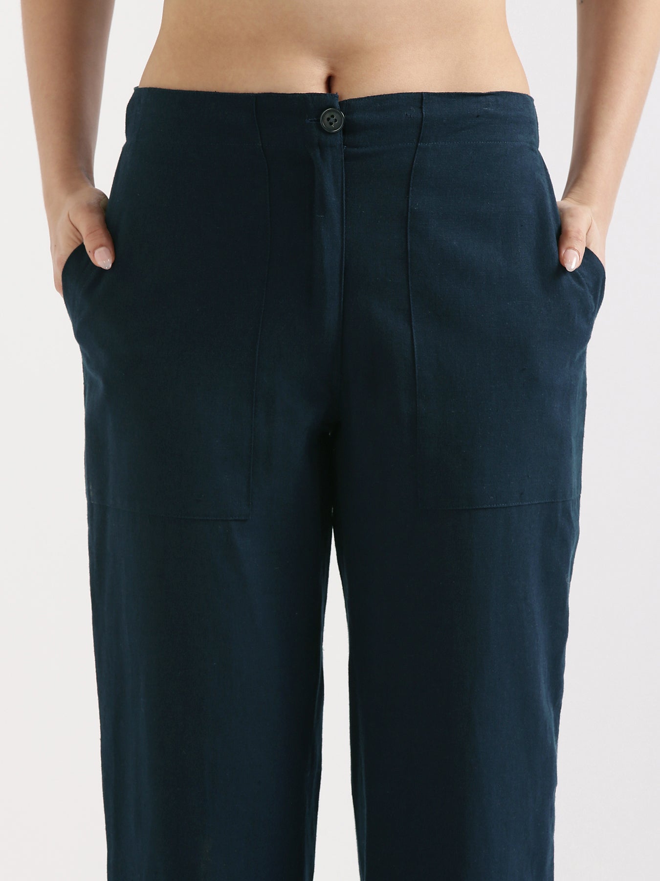 Navy Blue Airy Linen Pants