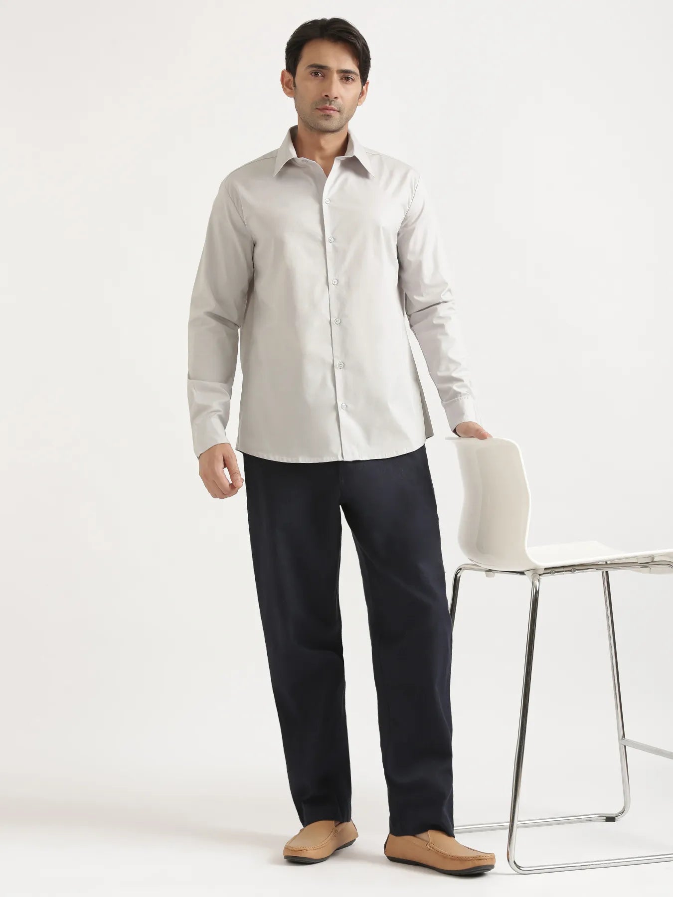 Men Light Grey Better Cotton Full Sleeve Shirt