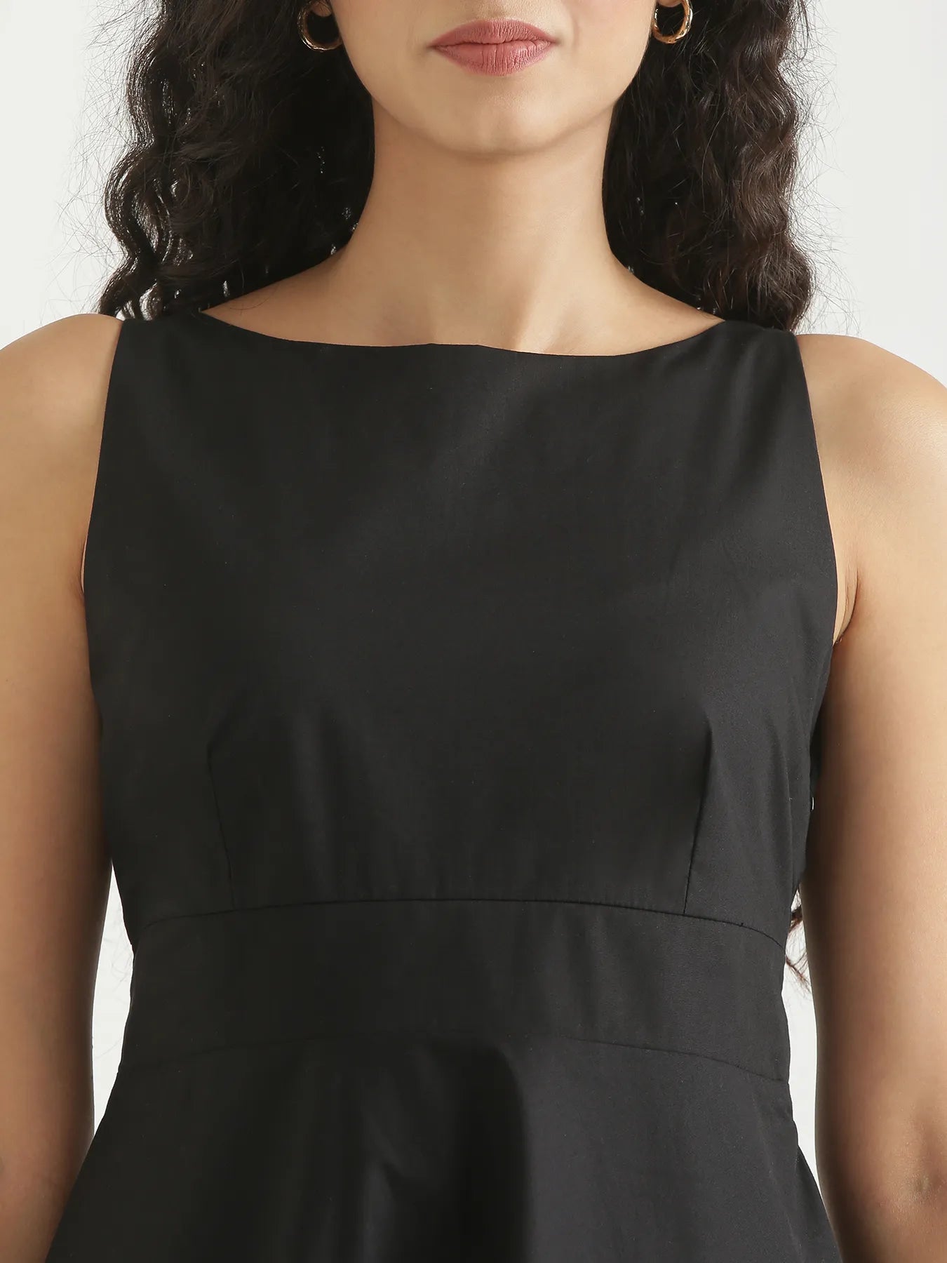 Women Black Better Cotton Flared Dress