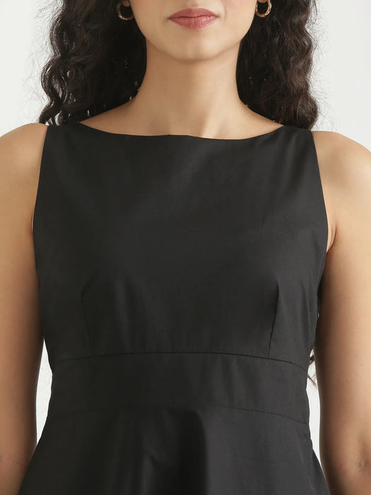 Women Black Better Cotton Flared Dress
