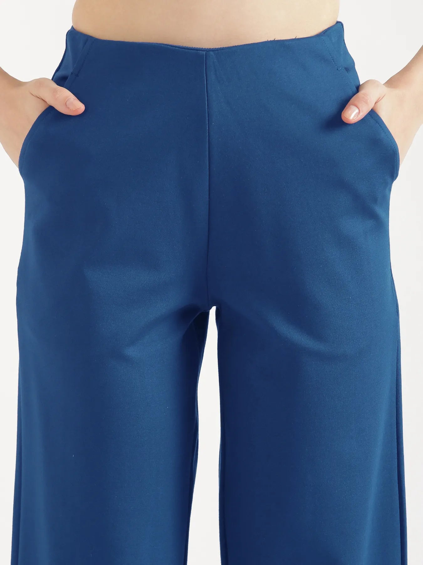 Women Royal Blue Wide Leg Pants