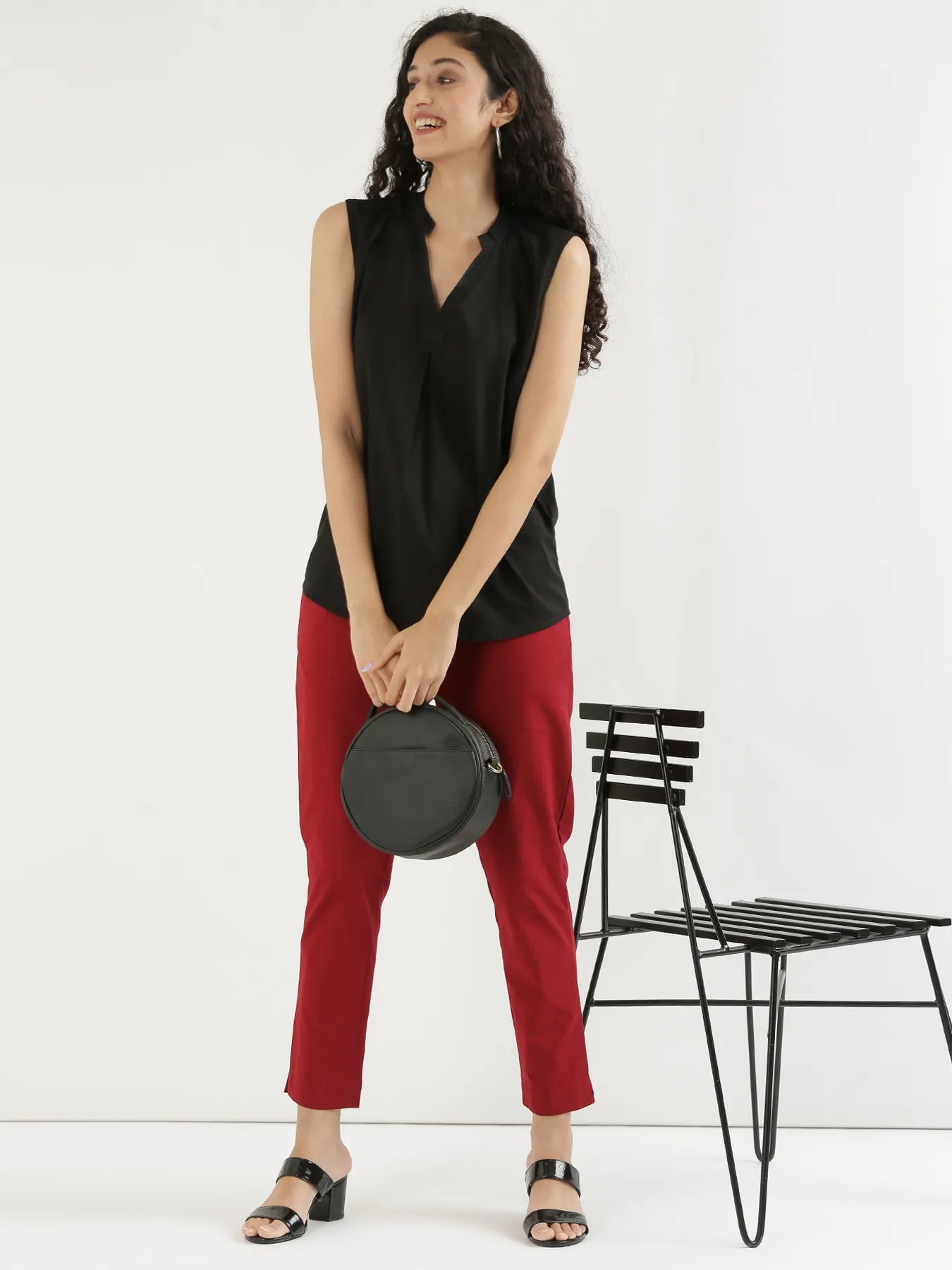 Women Maroon Cotton Pant