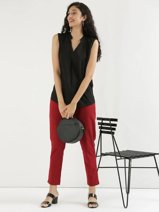 Women Maroon Cotton Pant