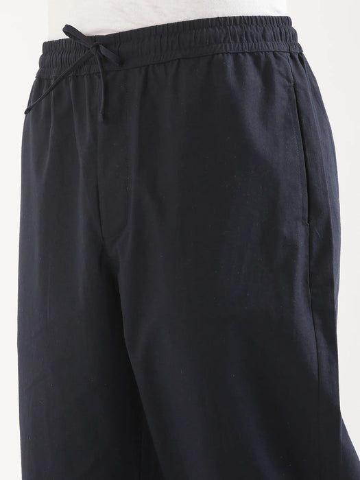 Men Navy Blue Cotton Pant