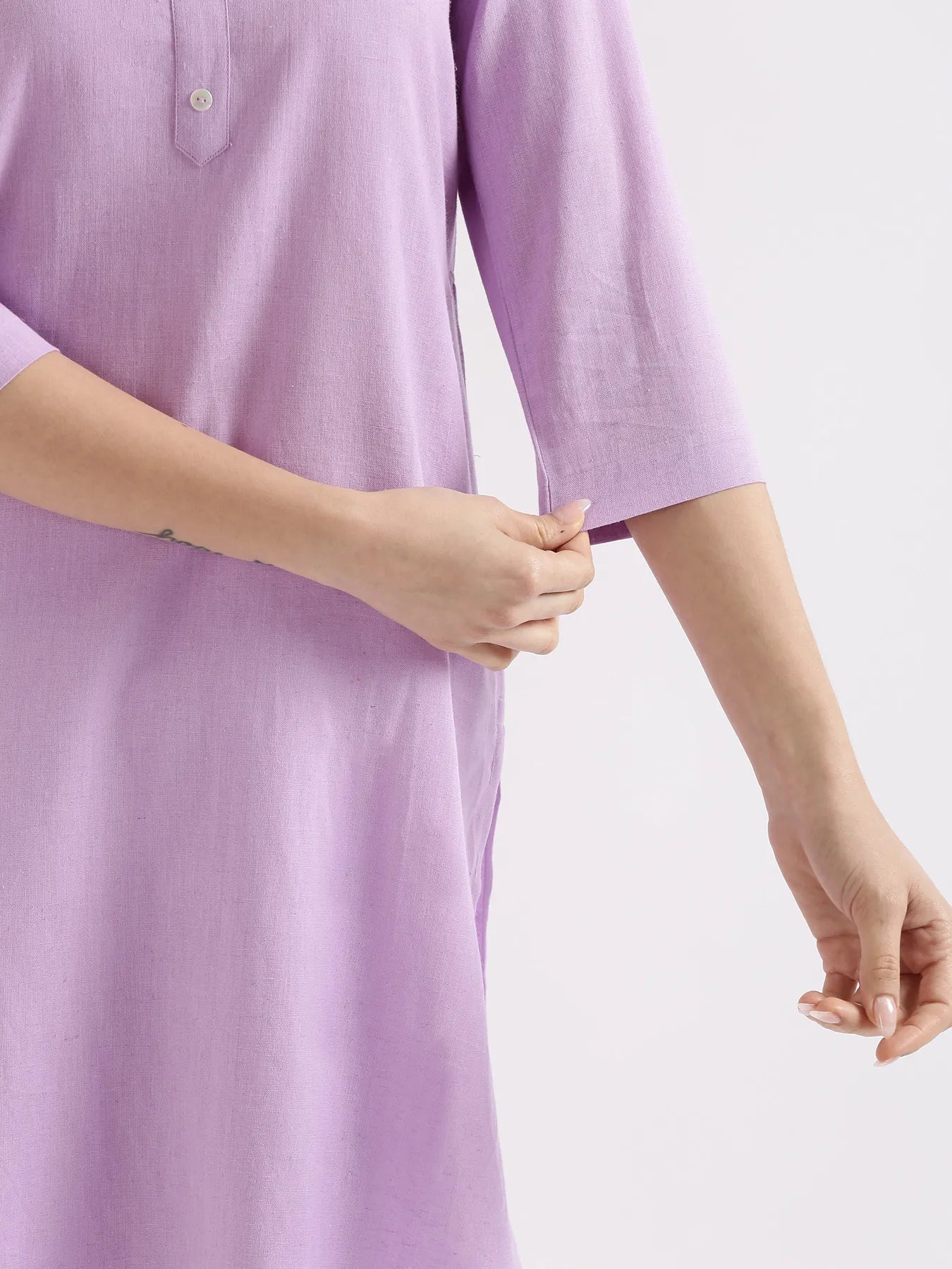 Women Lilac Airy Linen Long Kurta
