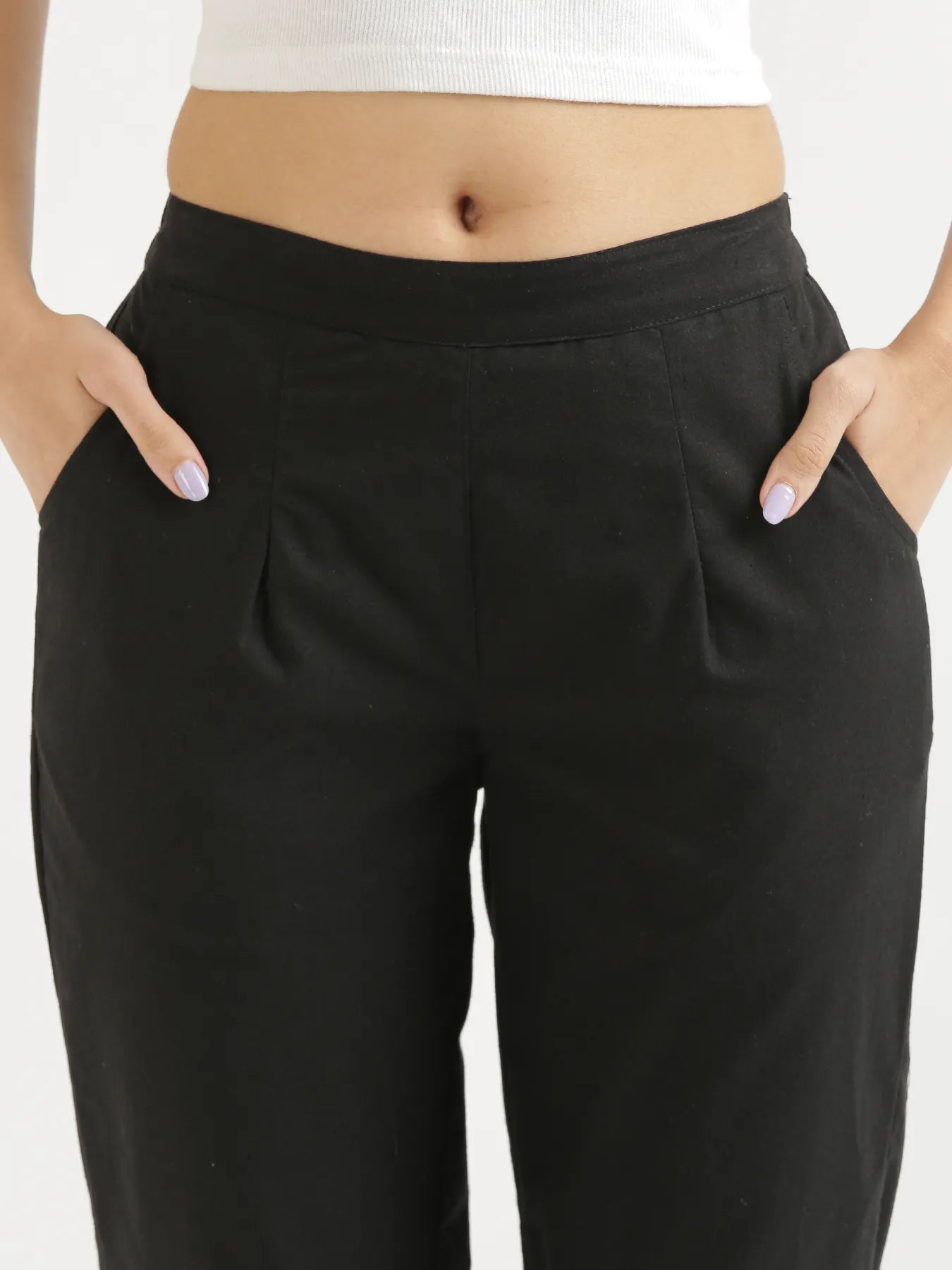 Women Black Cotton Pant