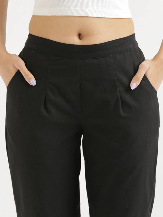 Women Black Cotton Pant
